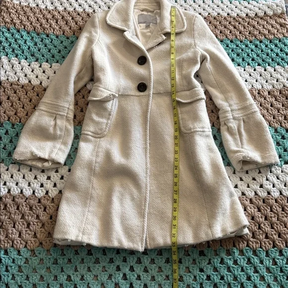 Cream White Wool Heavy Warm Peacoat Coat Jacket Womans sz Small - Picture 2 of 11